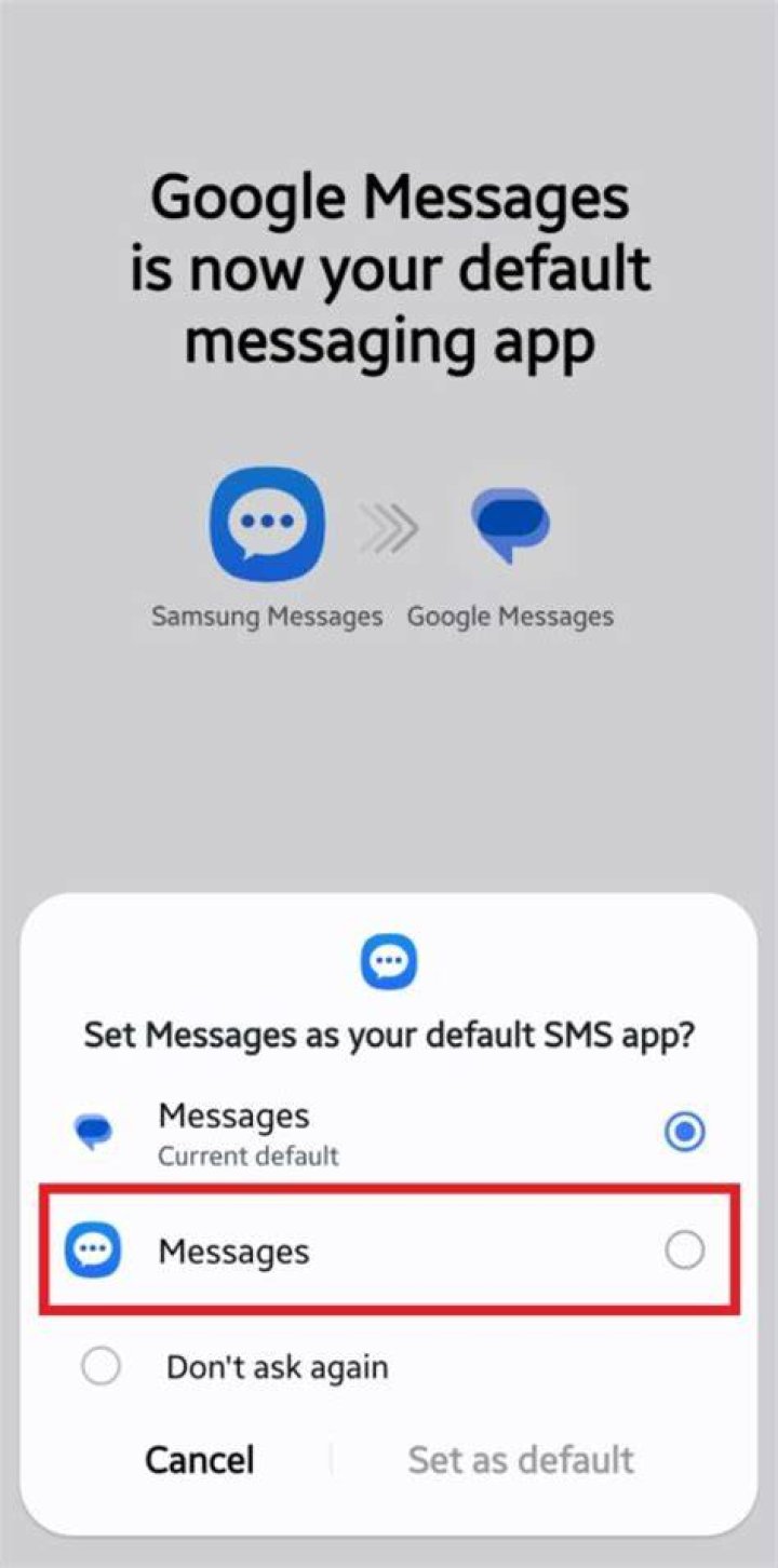 What is Google's default messaging app?