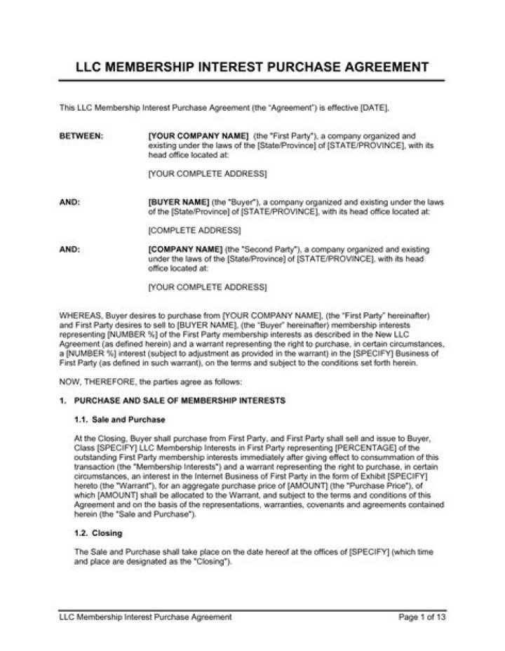 What is LLC member interest?