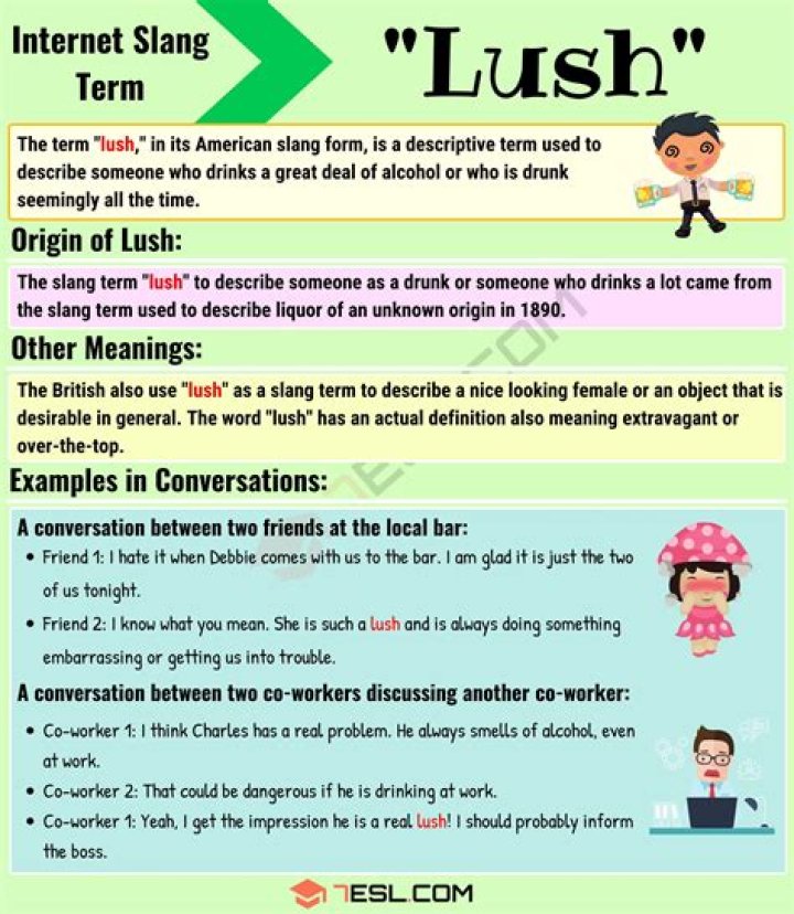 What is lush slang for?