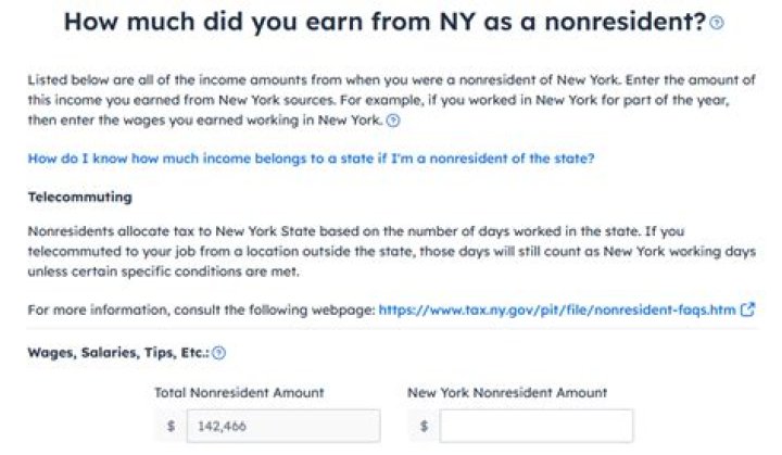 What is nonresident income from New York sources?