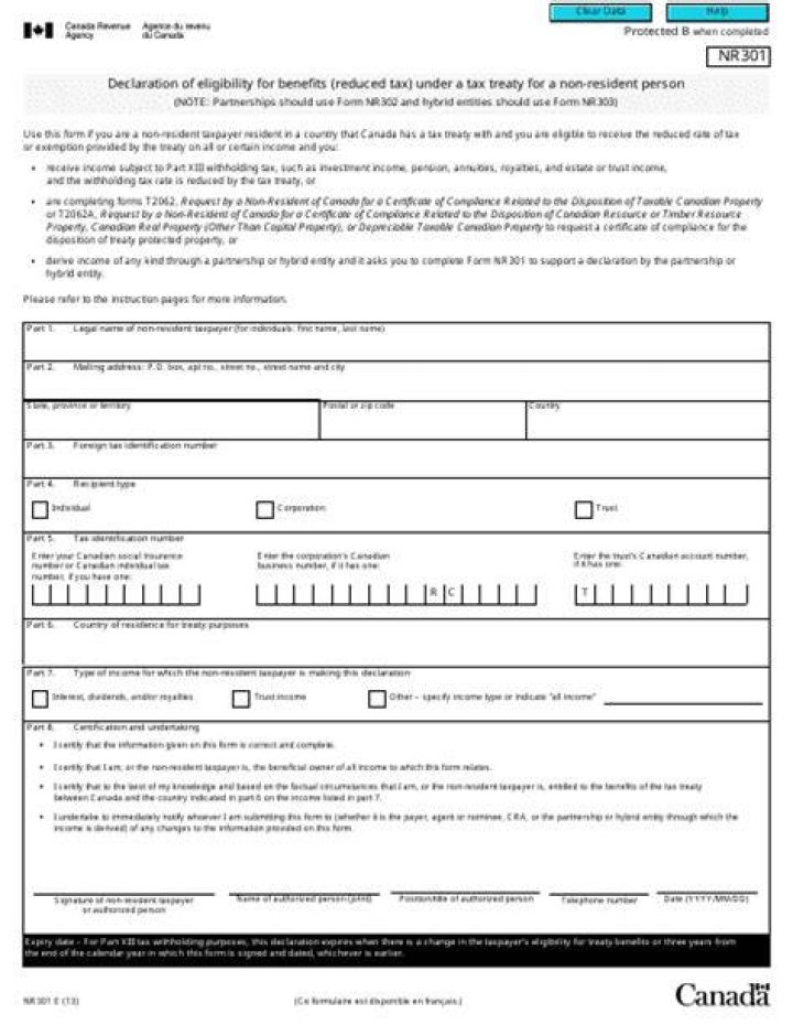 What is NR301 tax form?