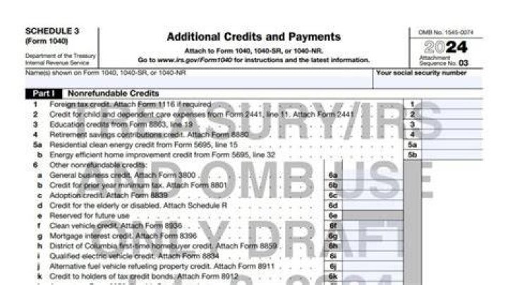 What is Schedule 3 on the 1040 form?