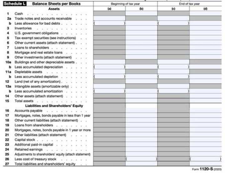 What is schedule l for Form 1120-S?