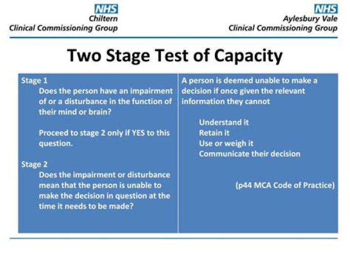 What is the 2 stage test of capacity?