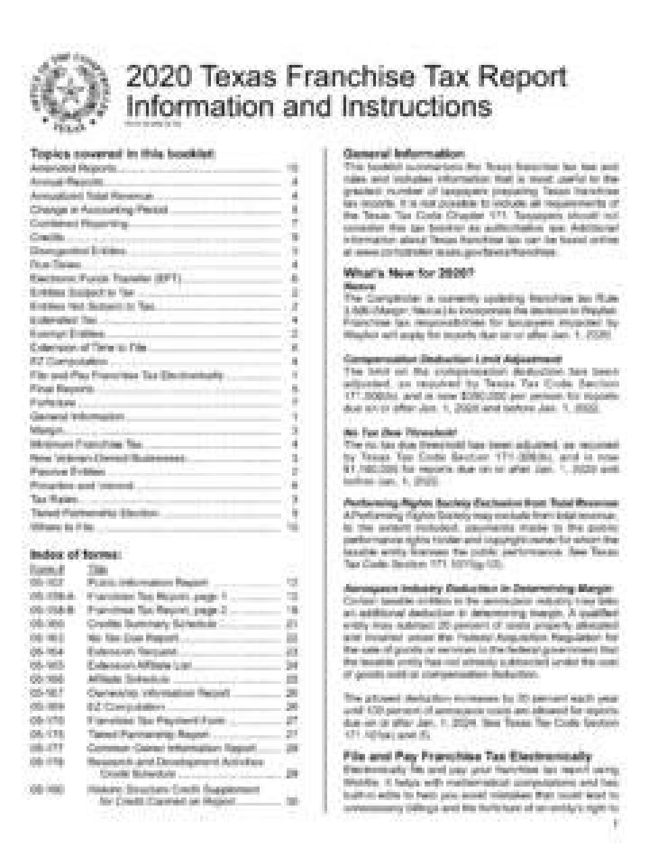What is the accounting year for Texas franchise tax 2020?