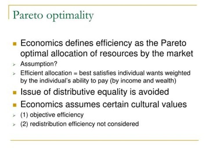 What is the assumption of Pareto optimality?