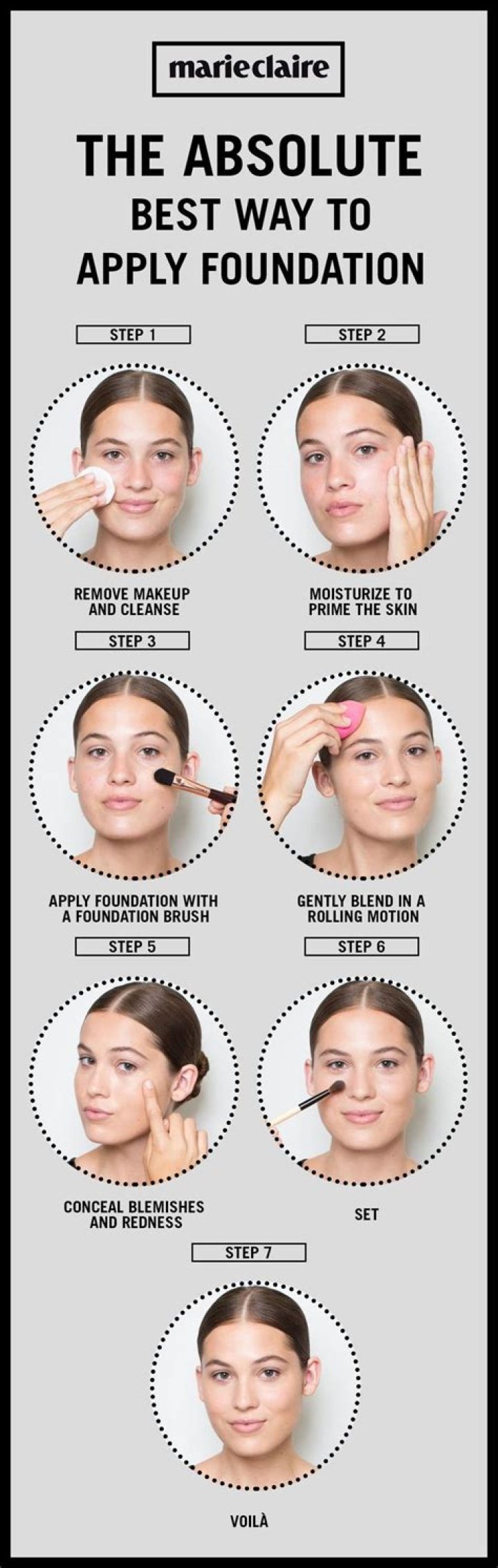 What is the best method to apply foundation?