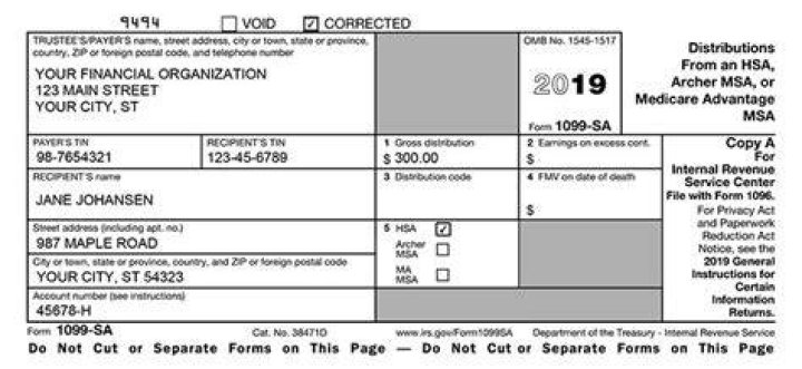 What is the corrected box on a 1099-SA?