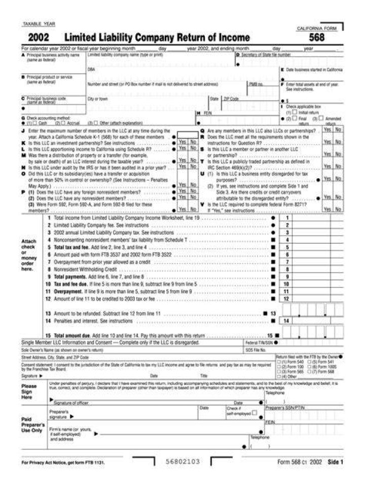 What is the due date for CA form 568?