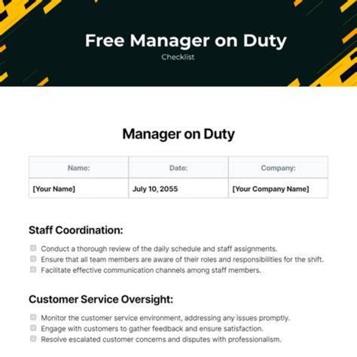 What is the first duty of the manager?