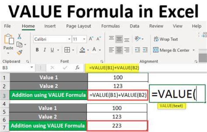 What is the formula to calculate value in Excel?