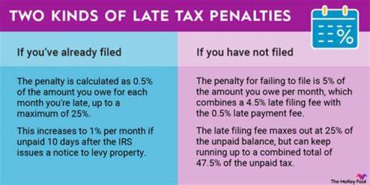 What is the interest and penalties for a IRS late payment?