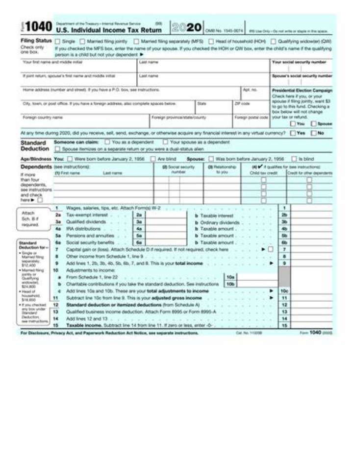 What is the IRS Form 1040 for 2020?