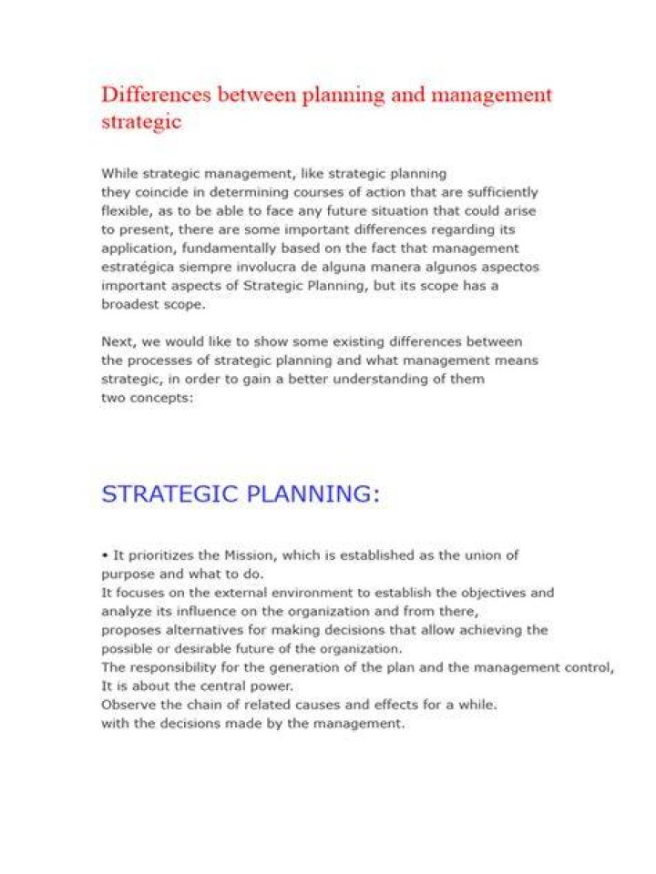 What is the main differences between strategic planning and strategic management?