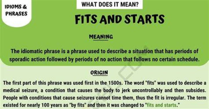 What is the meaning of the idiom by fits and starts?