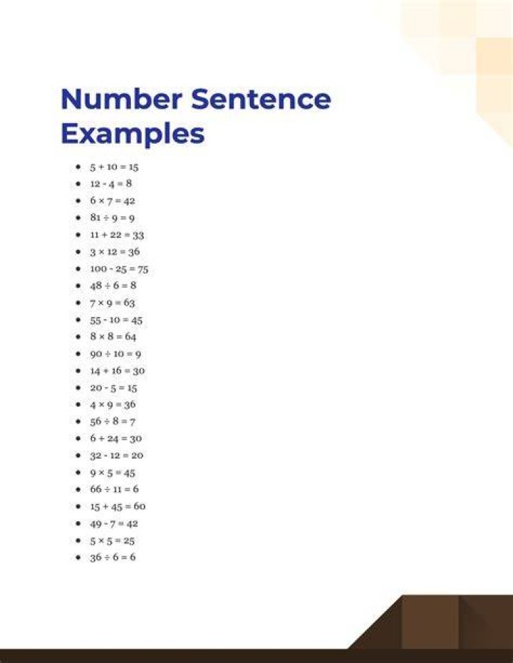 What is the number sentence example?