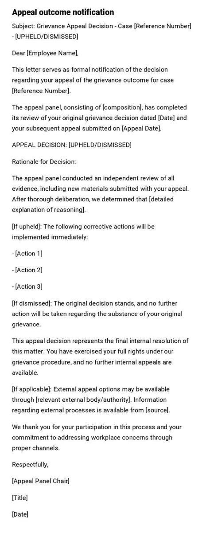 What is the outcome of an appeal?