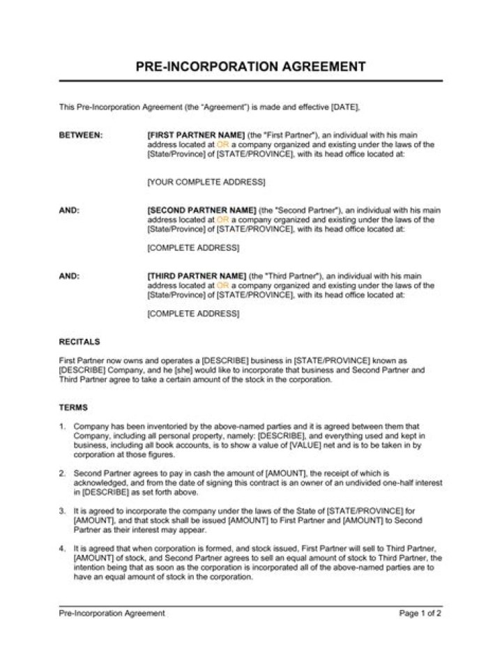 What is the pre-incorporation contract?