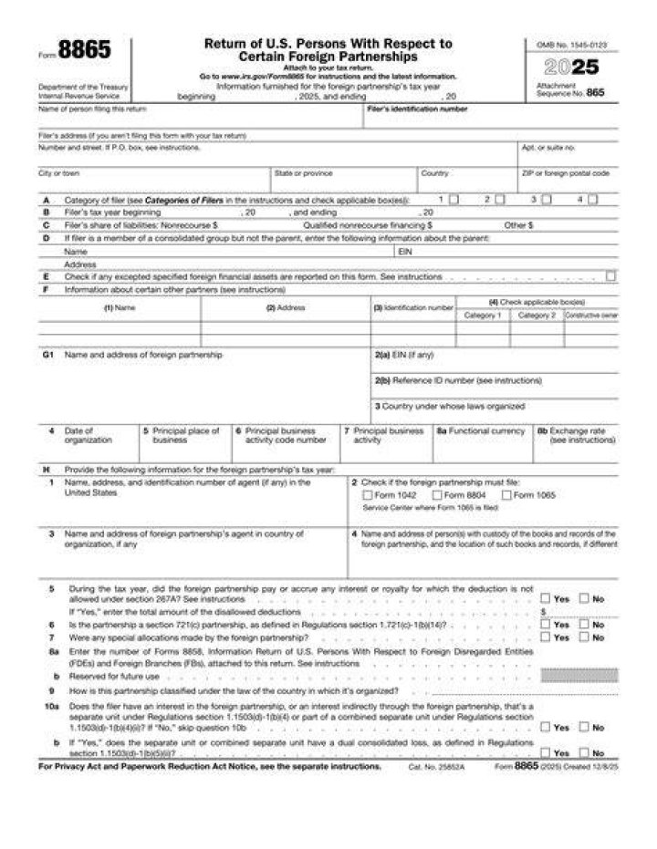 What is the purpose of form 8865?