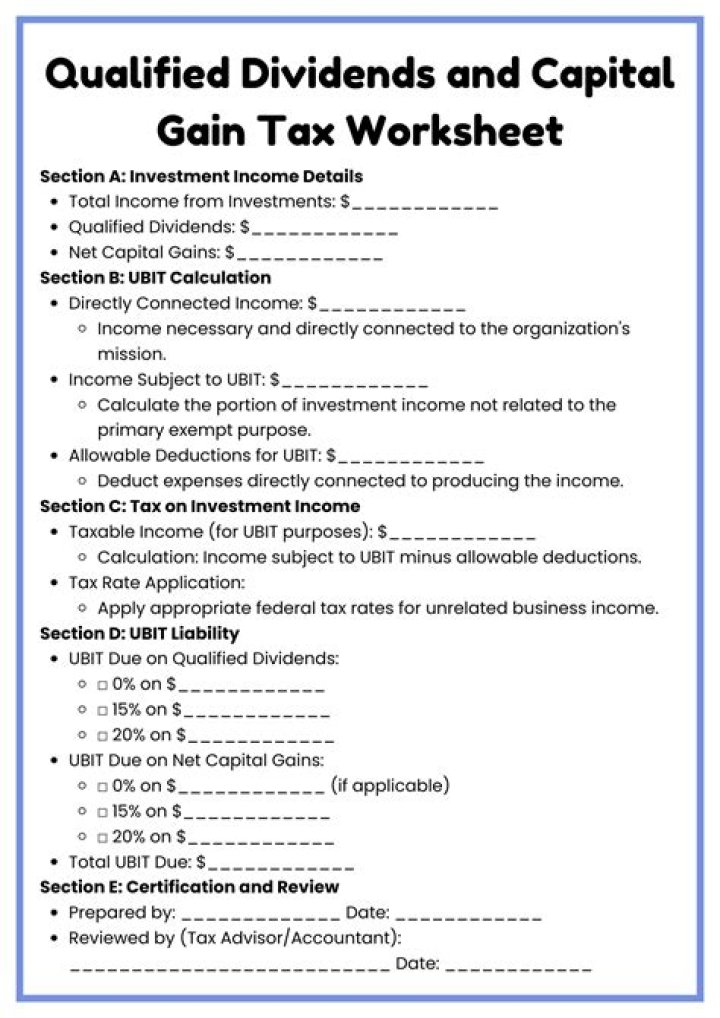 What is the qualified dividends and Capital Gain Tax worksheet used for?