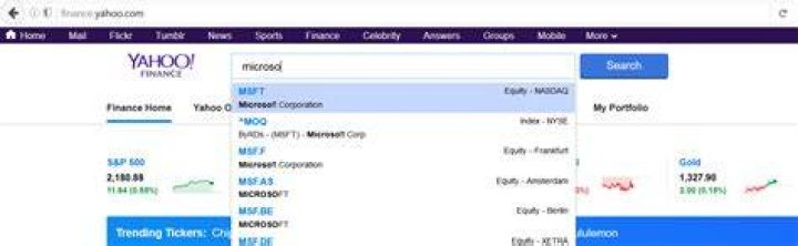 What is the symbol for Yahoo stock?