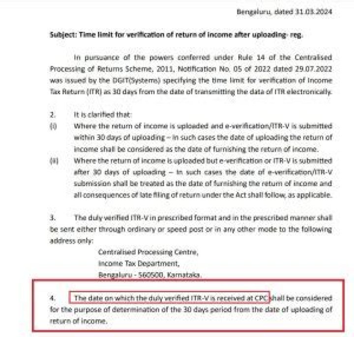 What is the time limit for verification of return of income filed?