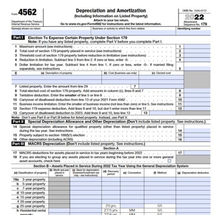 What kind of deductions can you claim on form 4562?