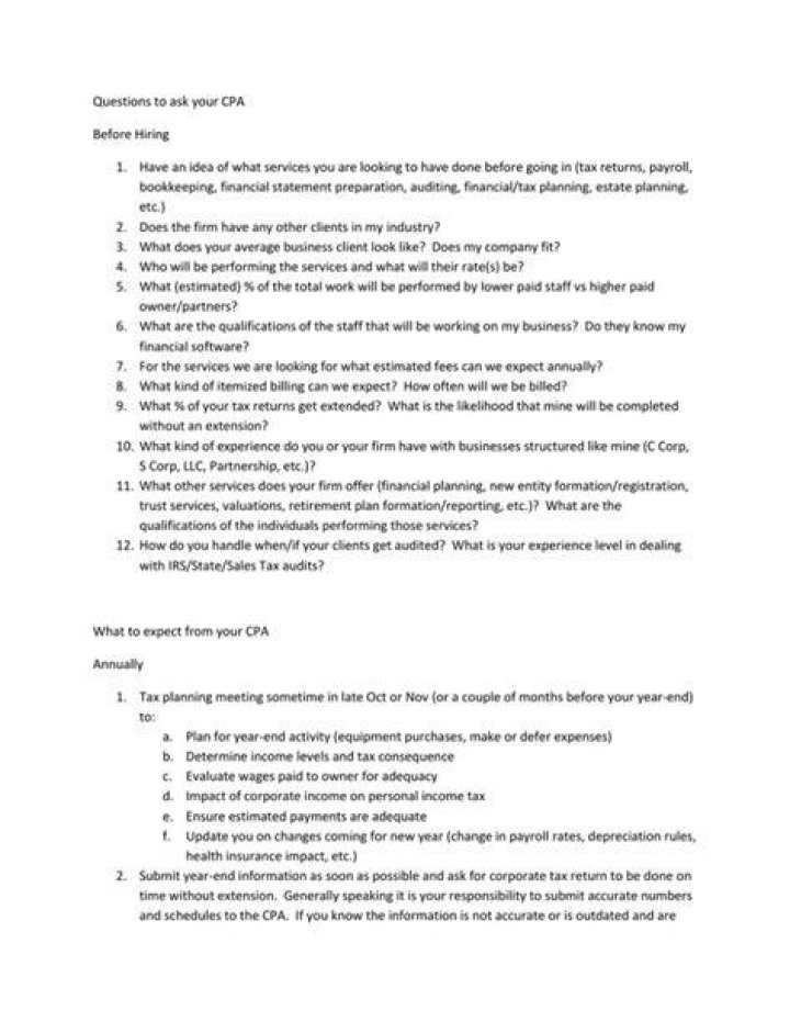 What kind of questions should I ask a CPA?