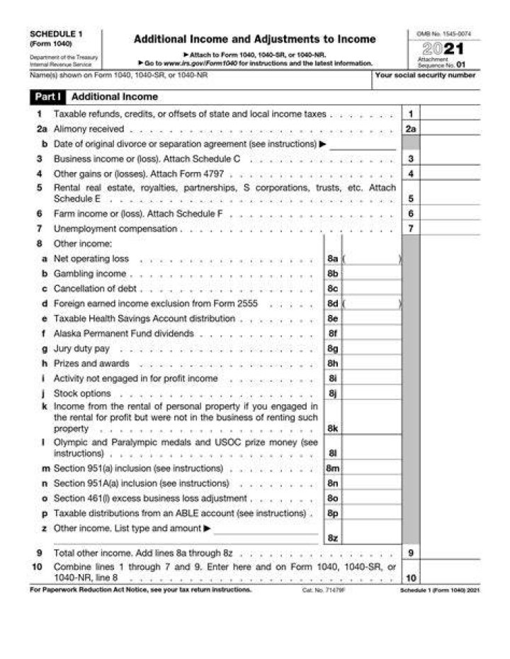 What line is Schedule 1 on 1040?