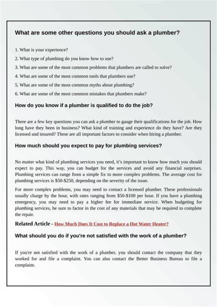 What questions should I ask a plumber?