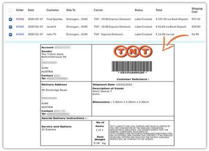 What shipping is TNT?