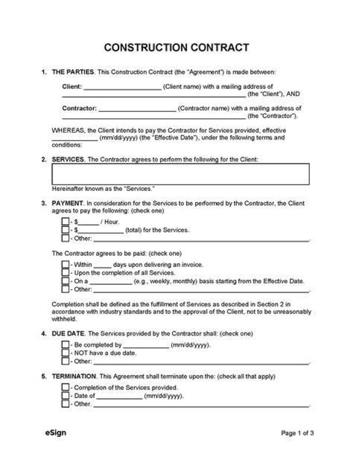 What should a contractor contract include?