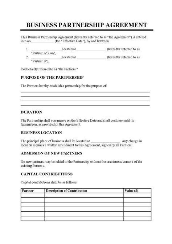 What should be included in a partner agreement?