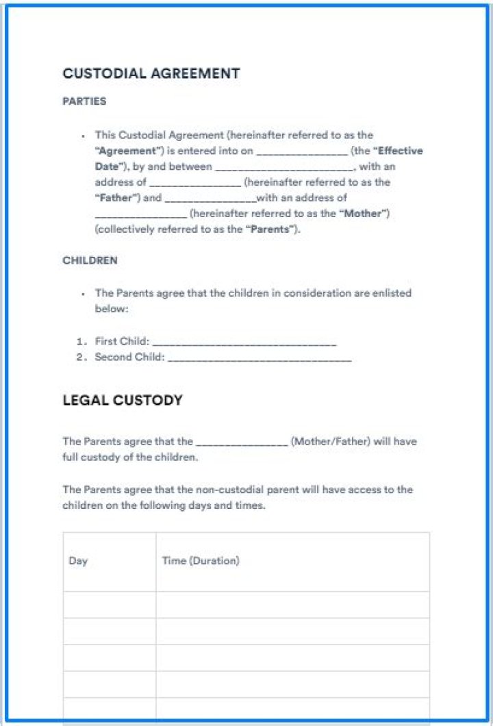 What should I ask for in a joint custody agreement?