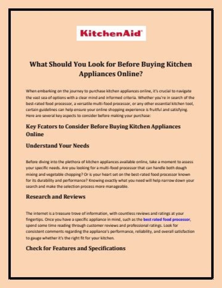 What should I look for when buying kitchen appliances?