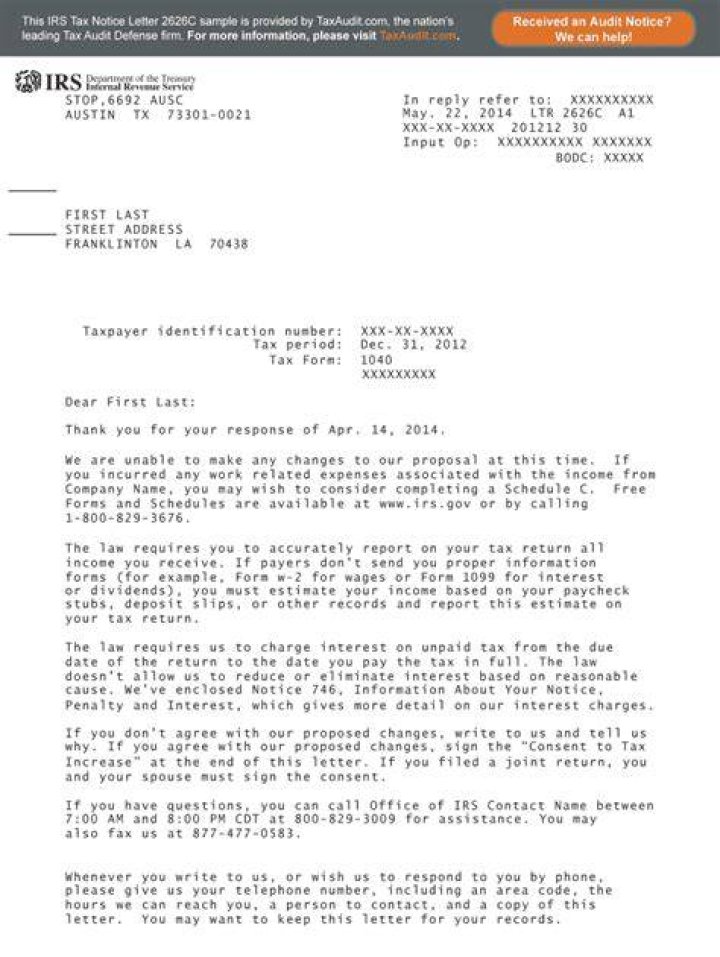 What to do if IRS letter was not received?