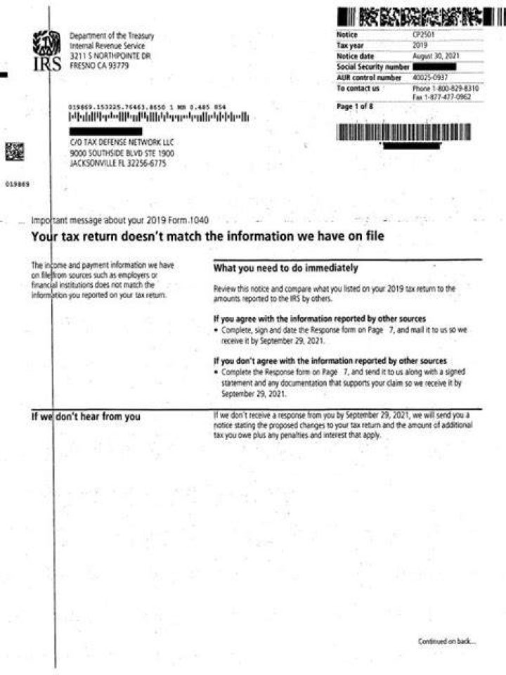 What to do if you receive a cp2501 notice?