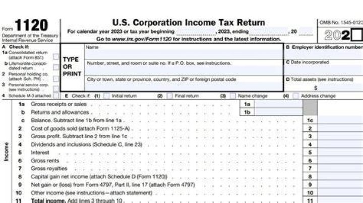 What to put on Form 1120 for 2020 tax year?