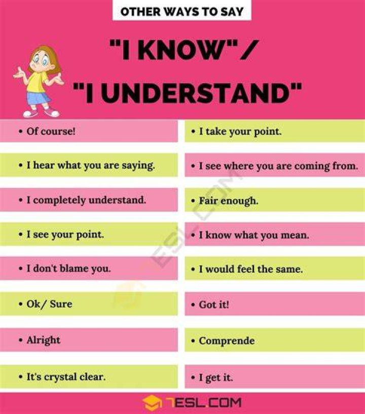 What to say instead of saying I understand?