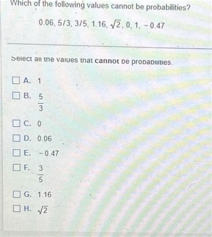 What values Cannot be probabilities?