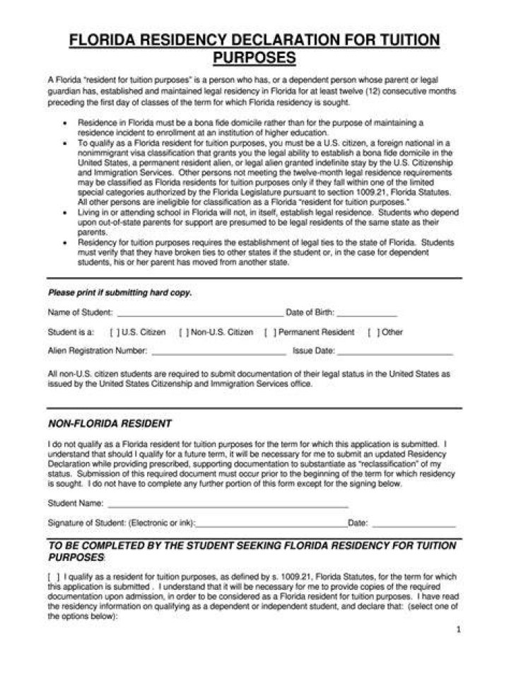 When can you declare Florida residency?