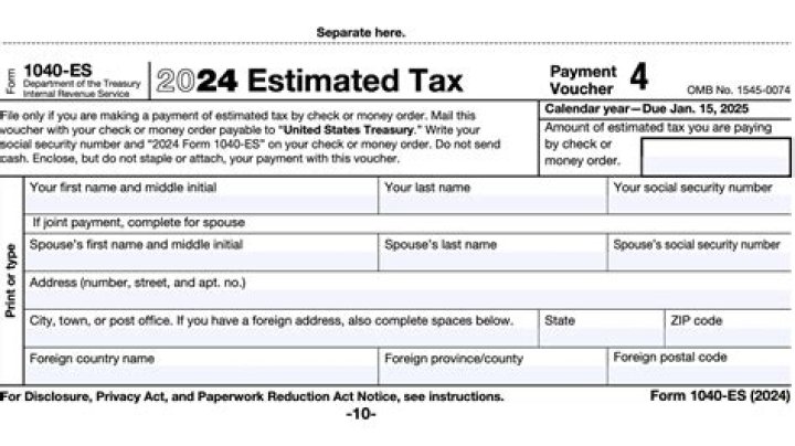 When to use the 1040 estimated tax form?