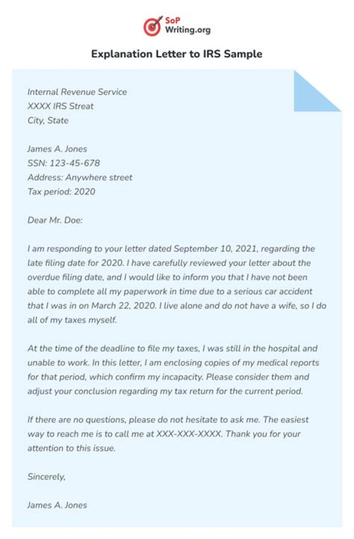 When to write a letter to the IRS?