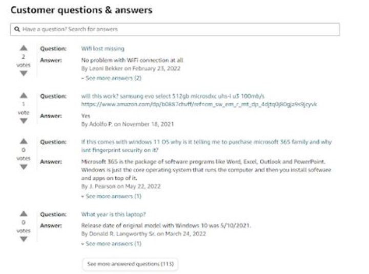 Where are Amazon customer questions?
