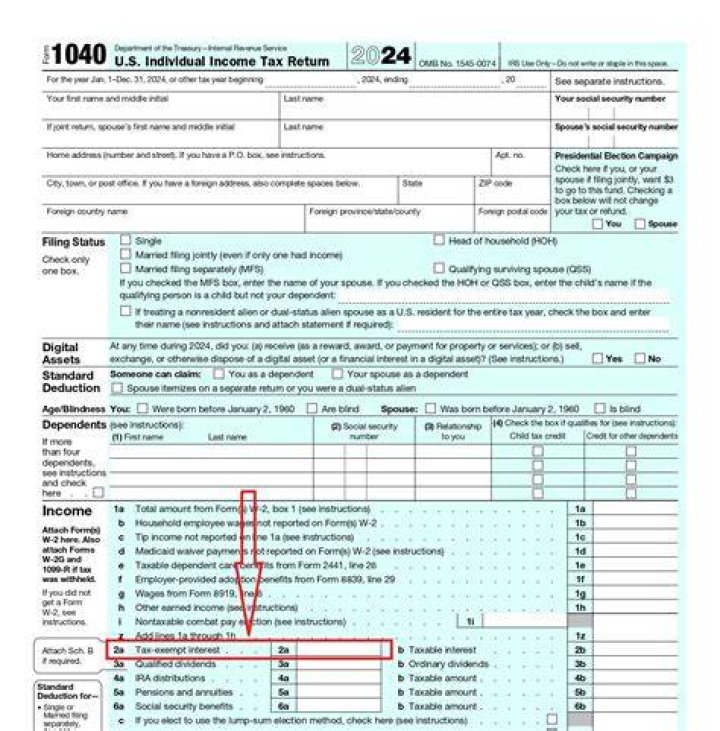 Where are exempt interest dividends reported 1040?