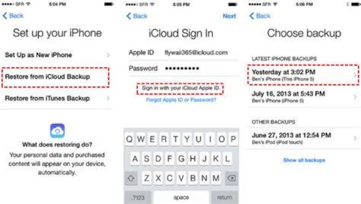 Where can I find old iCloud backups?