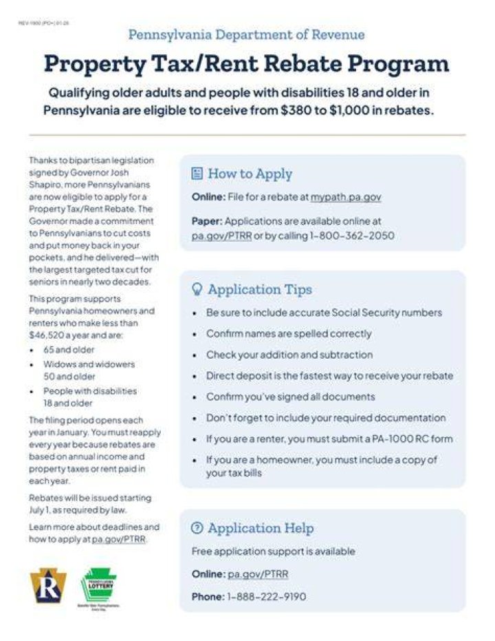 Where can I get a pa rent rebate form?