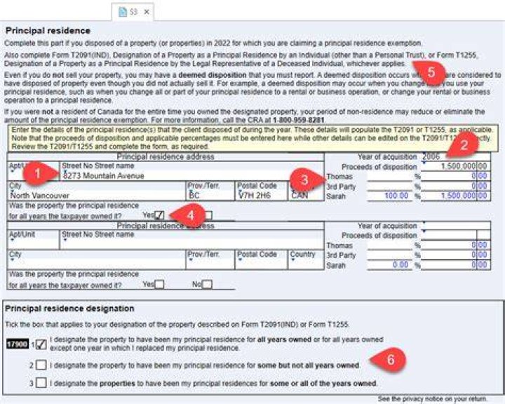 Where do I enter sale of primary residence?