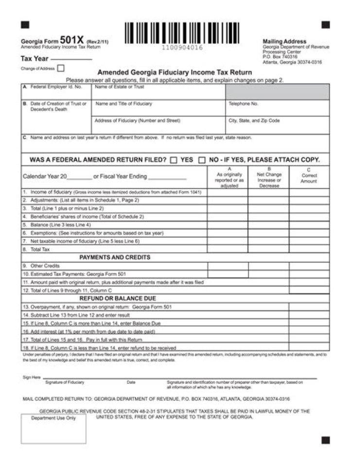 Where do I file Georgia Form 501?