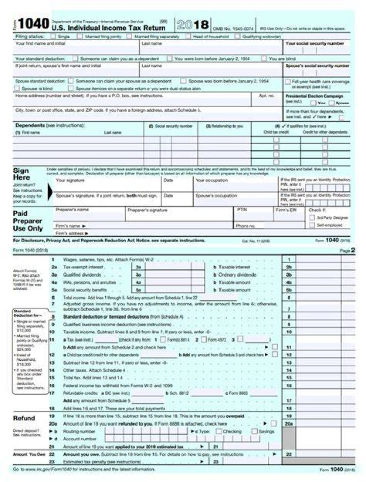 Where do I mail the 2018 federal tax return?
